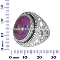 Purple Copper Turquoise Gemstone 925 Solid Silver Ring Jewelry